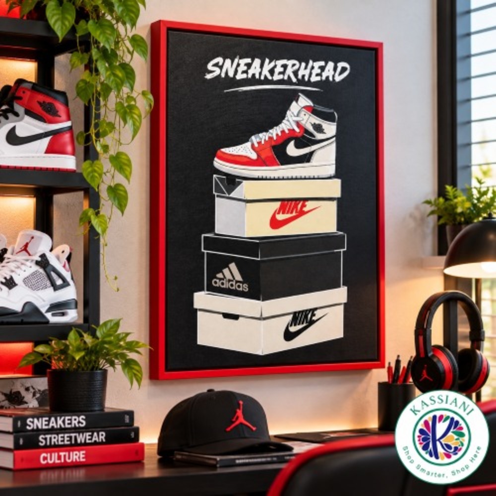 Notoriart Sneakerhead Canvas Wall Art Red Floater Frame 16x20 Urban Print